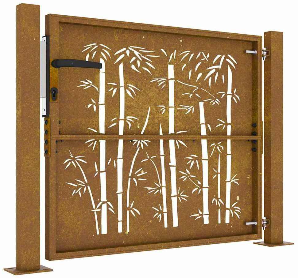 Sodo vartai, 105x180cm, corten plienas, bambuko dizaino