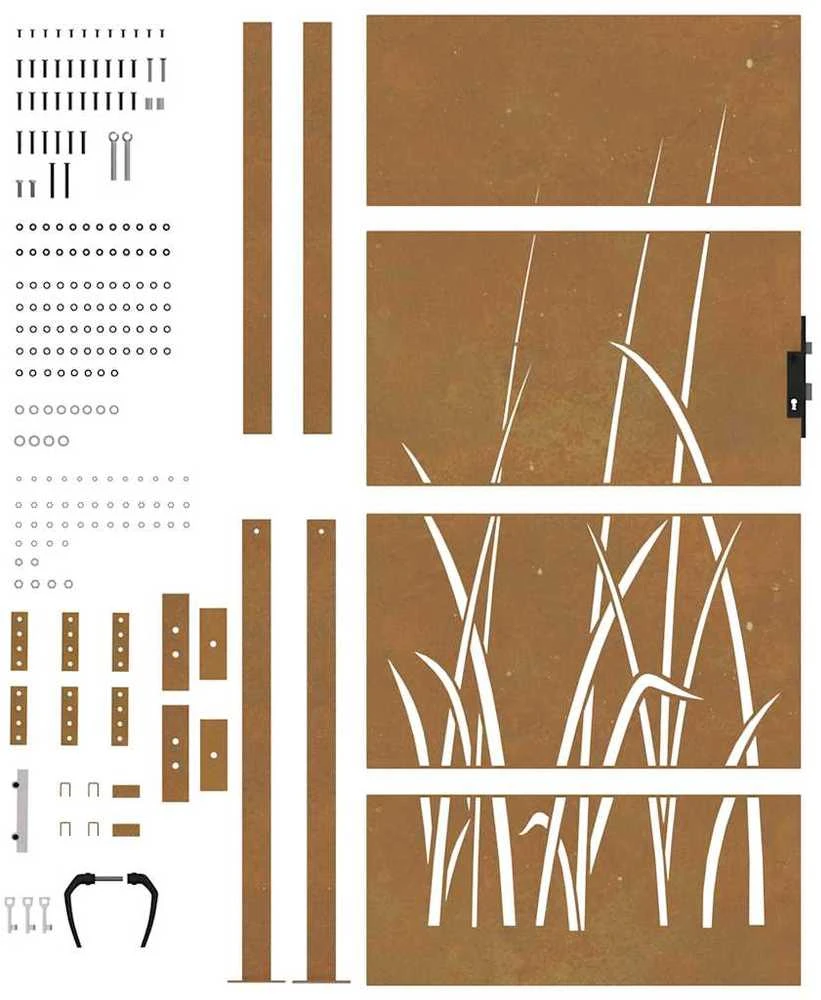 Sodo vartai, 105x180cm, corten plienas, žolės dizaino