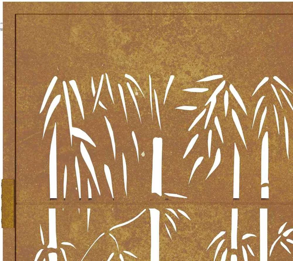 Sodo vartai, 105x180cm, corten plienas, bambuko dizaino