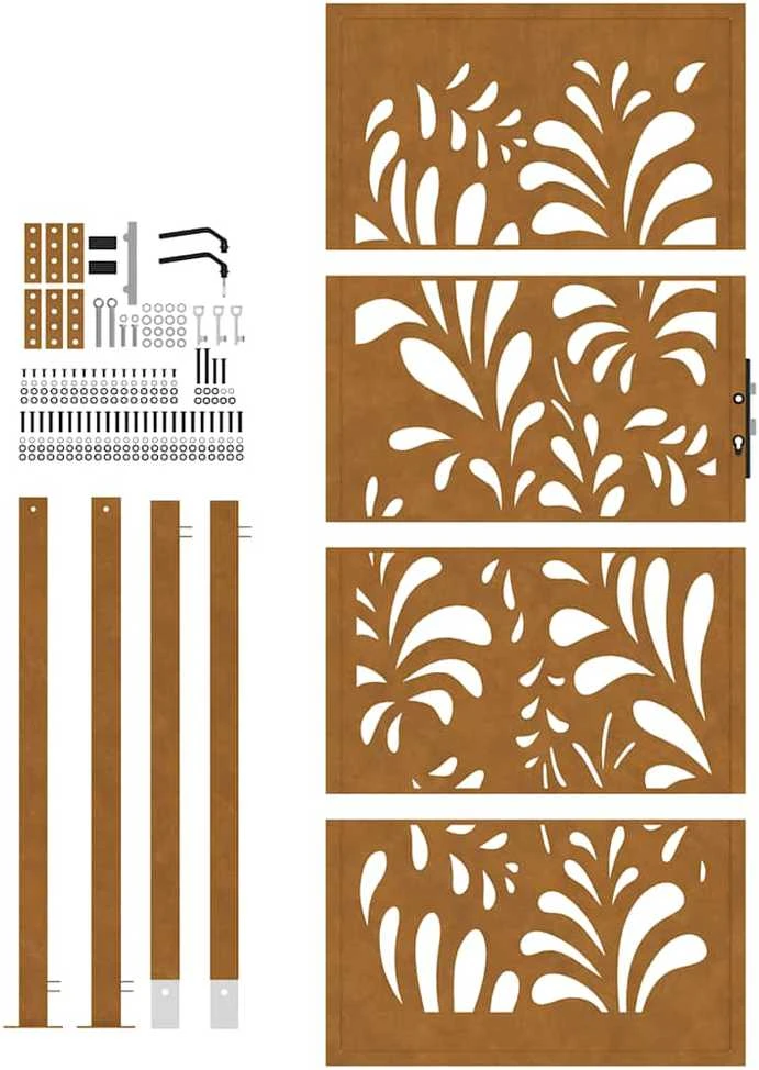 Sodo vartai, 100x200 cm, atsparūs oro sąlygoms, plienas, banguotos konstrukcijos