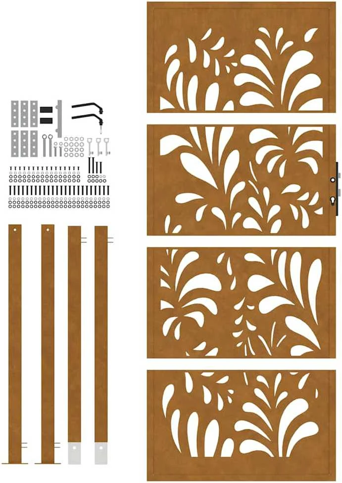 Sodo vartai, 100x200 cm, atsparūs oro sąlygoms, plienas, banguotos konstrukcijos