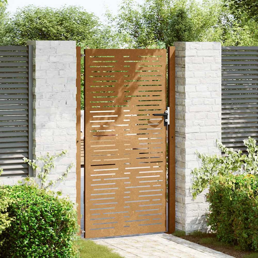 Sodo vartai, 105x205cm, corten plienas, kvadratų dizaino