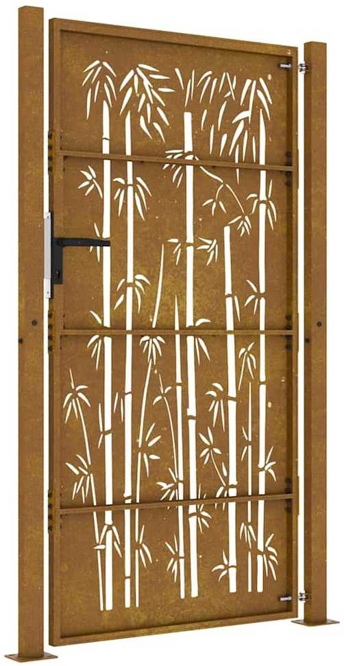Sodo vartai, 105x205cm, corten plienas, kvadratų dizaino