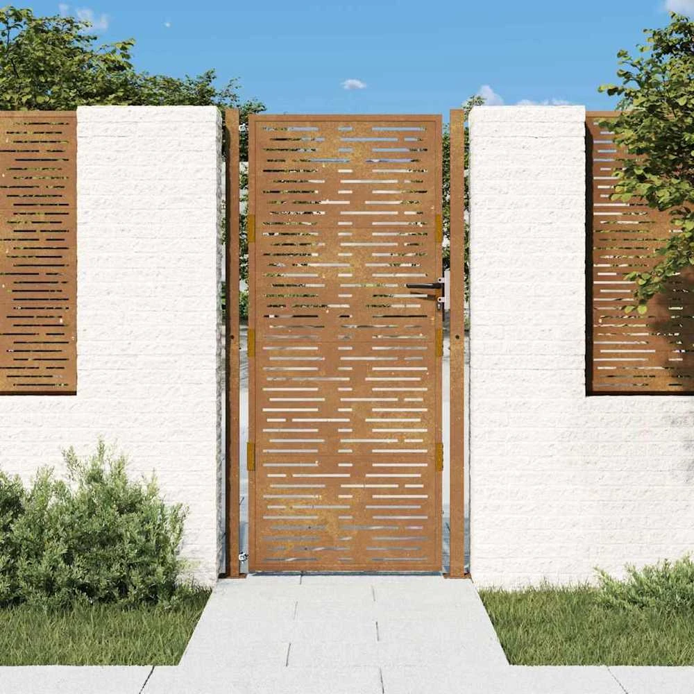 Sodo vartai, 105x205cm, corten plienas, kvadratų dizaino