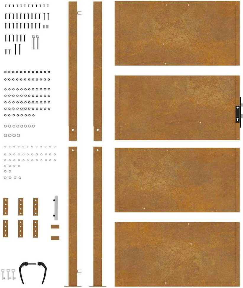 Sodo vartai, 105x205cm, corten plienas