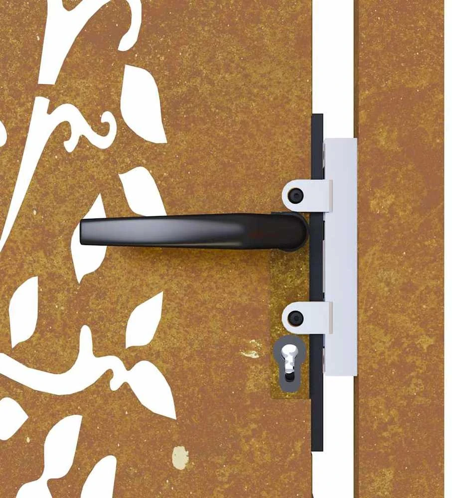 Sodo vartai, 105x205cm, corten plienas, medžio dizaino