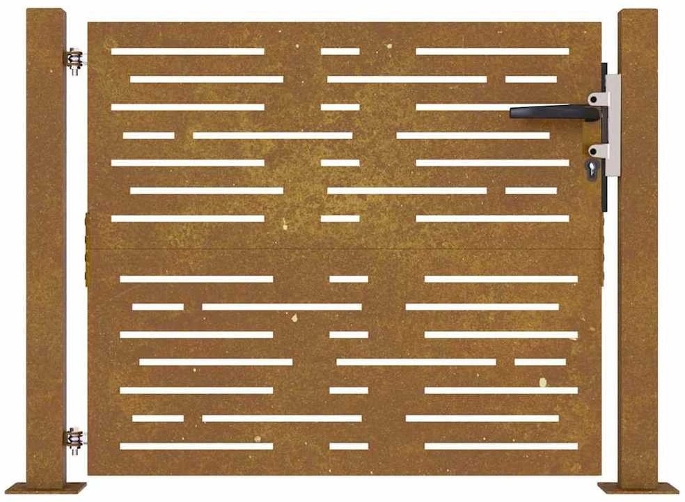 Sodo vartai, 105x80cm, corten plienas, kvadratų dizaino