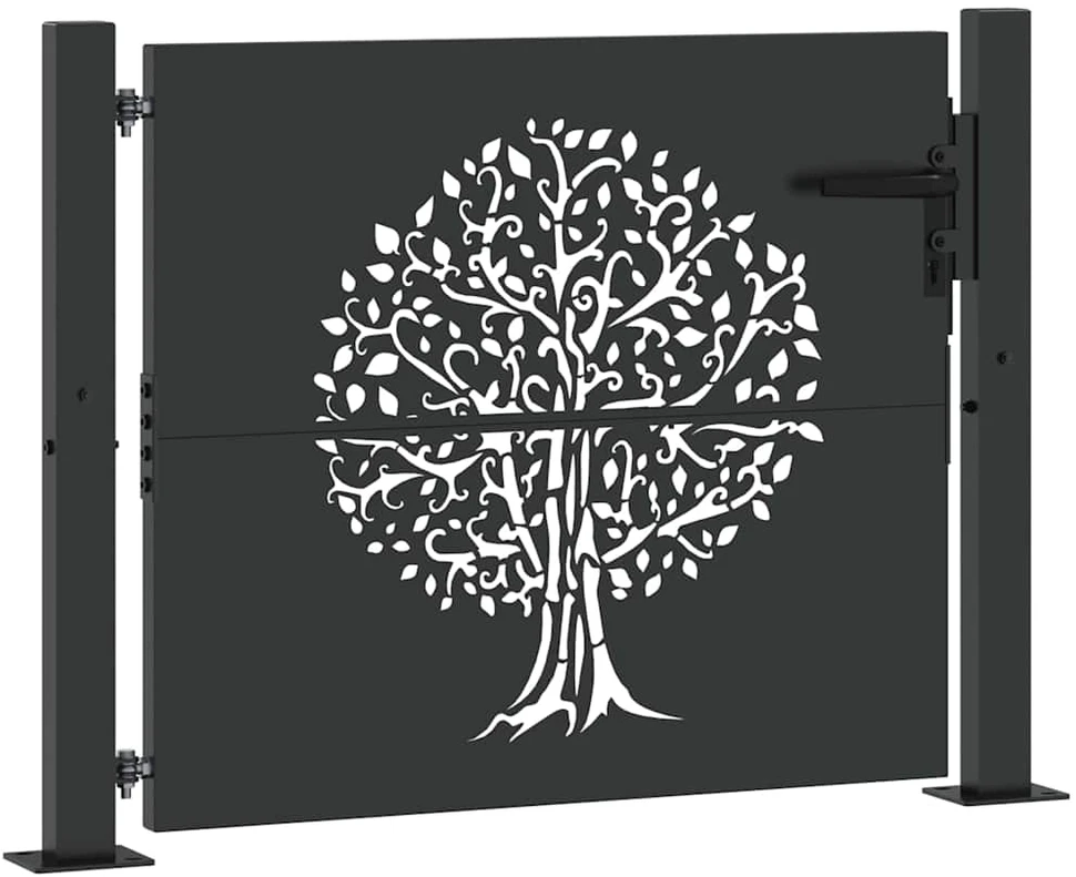Sodo vartai 110 x 105 cm Juoda Užrakintas
