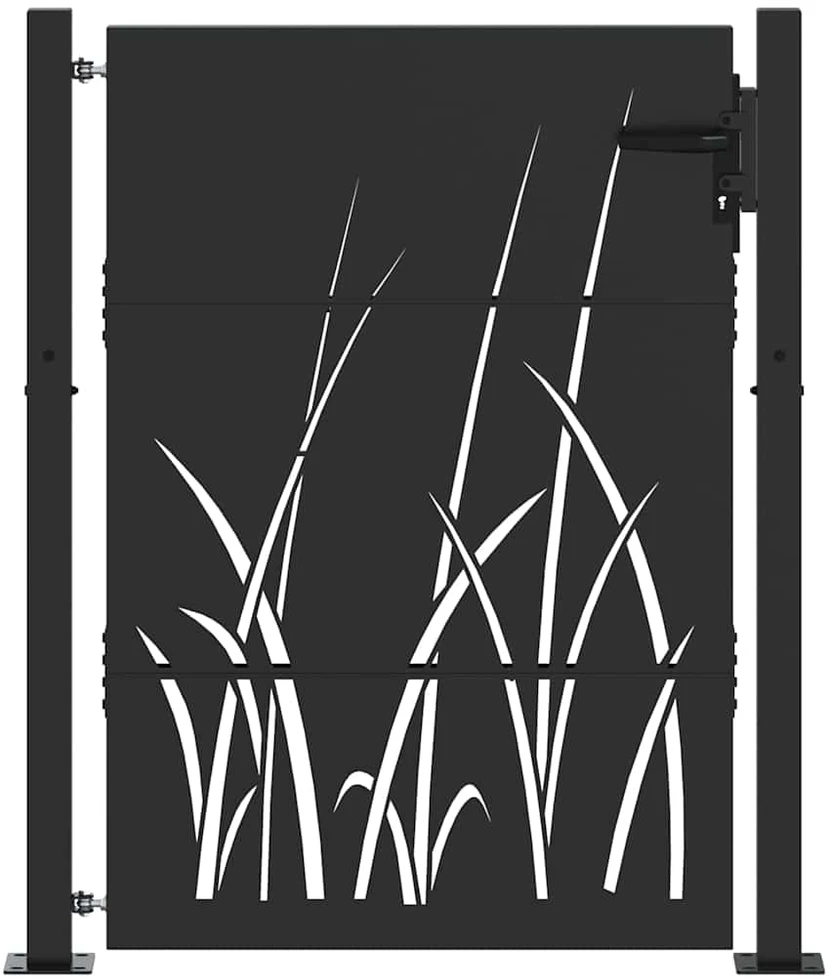 Sodo vartai 110 x 155 cm Juoda Užrakintas