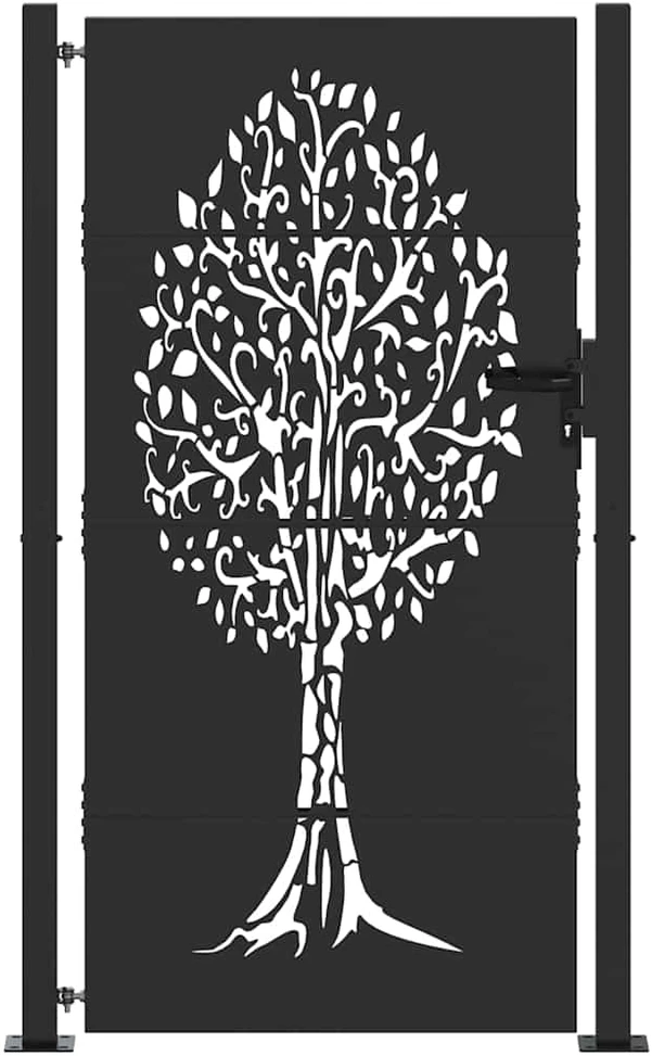Sodo vartai 110 x 180 cm Juoda Užrakintas