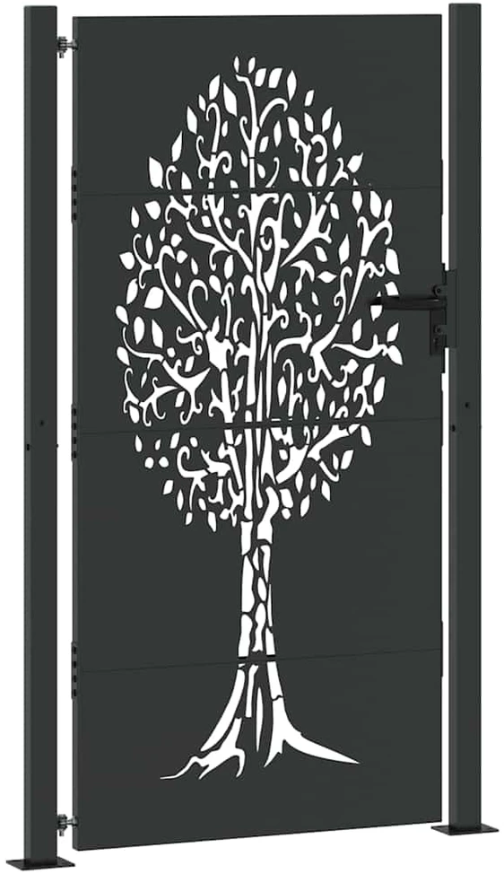 Sodo vartai 110 x 180 cm Juoda Užrakintas
