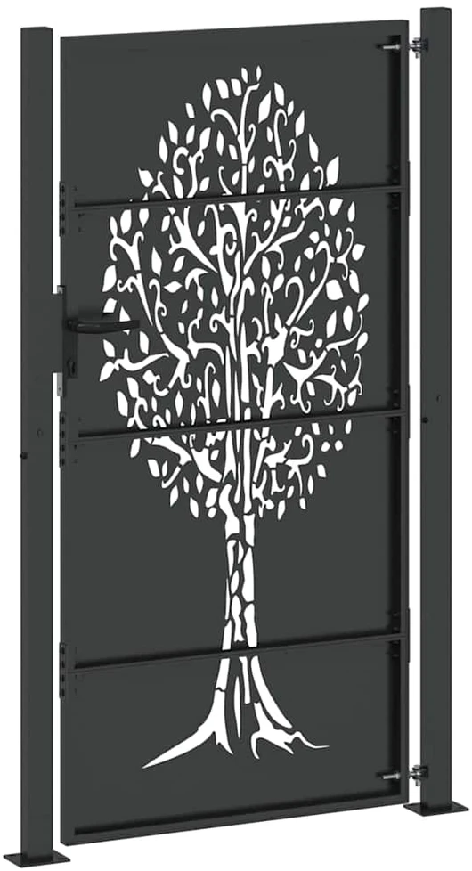 Sodo vartai 110 x 180 cm Juoda Užrakintas