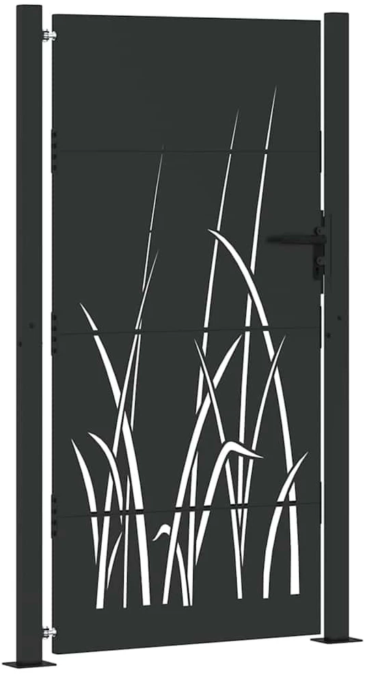 Sodo vartai 110 x 205 cm Juoda Užrakintas