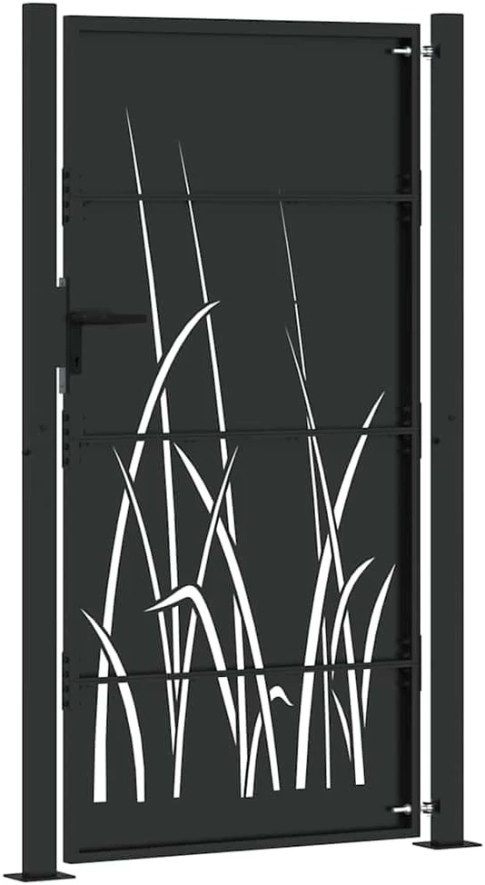 Sodo vartai 110 x 205 cm Juoda Užrakintas