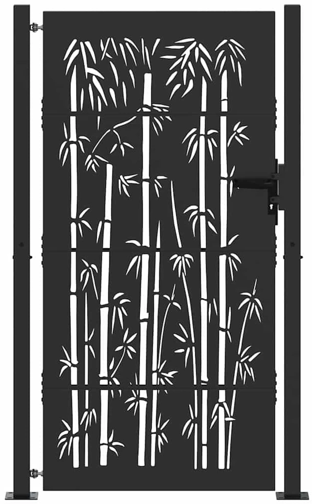 Sodo vartai 110 x 205 cm Juoda Užrakintas