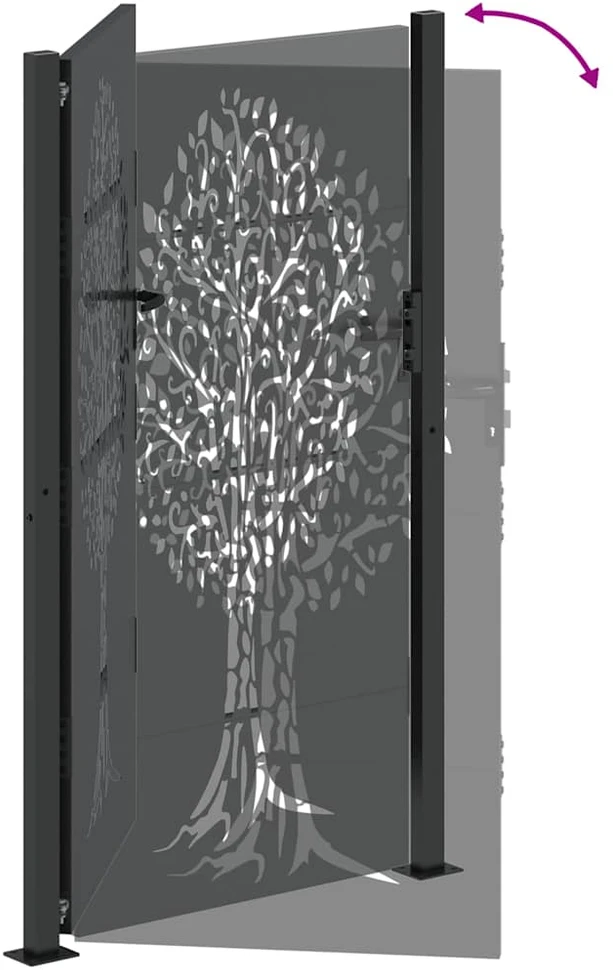 Sodo vartai 110 x 205 cm Juoda Užrakintas