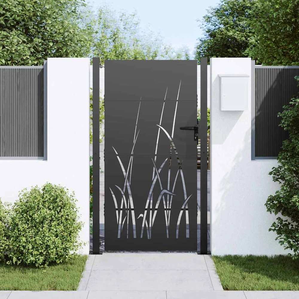 Sodo vartai 110 x 205 cm Juoda Užrakintas