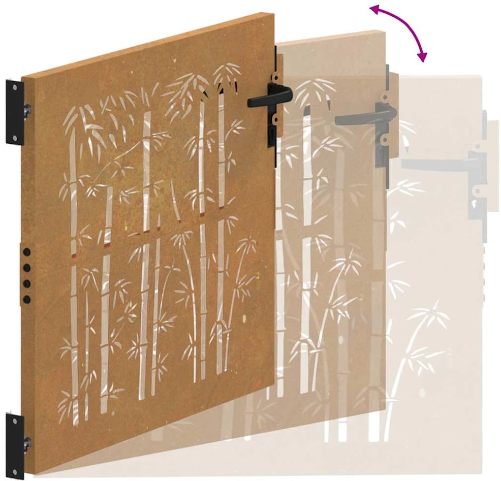 Sodo vartai, 85x100cm, corten plienas, bambuko dizaino