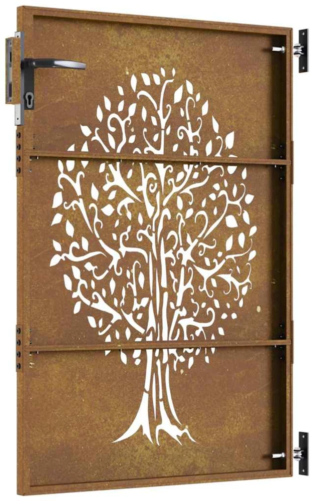 Sodo vartai, 85x125cm, corten plienas, medžio dizaino