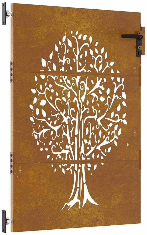 Sodo vartai, 85x125cm, corten plienas, medžio dizaino