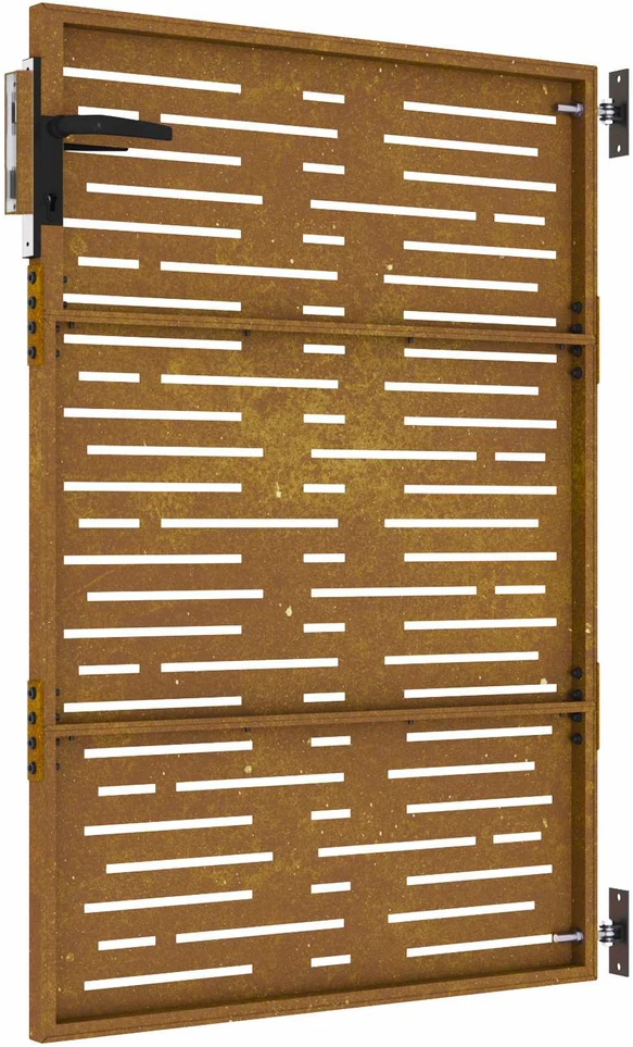 Sodo vartai, 85x150cm, corten plienas, kvadratų dizaino