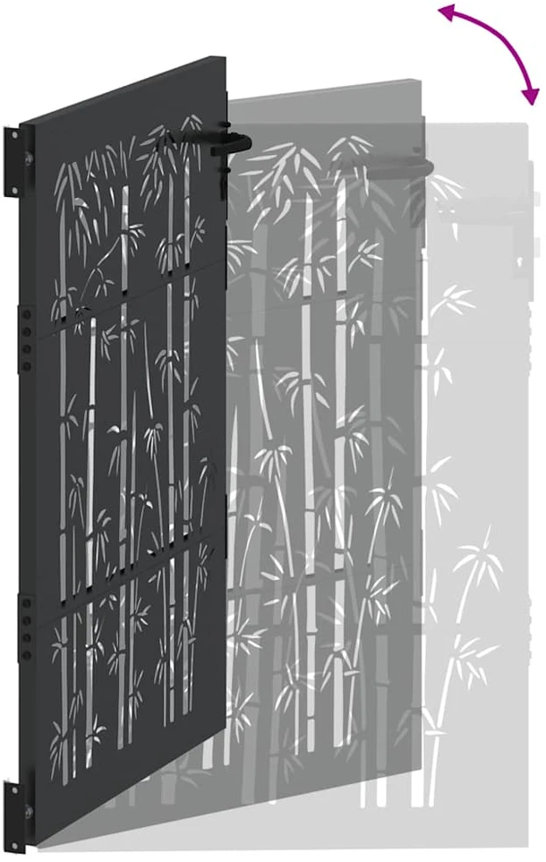 Sodo vartai 85 x 150 cm Juoda Užrakintas