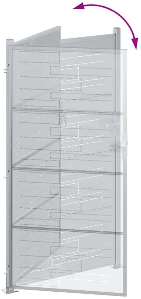 Sodo vartai 85 x 174 cm Nerūdijantis Plienas Sidabro Užrakintas