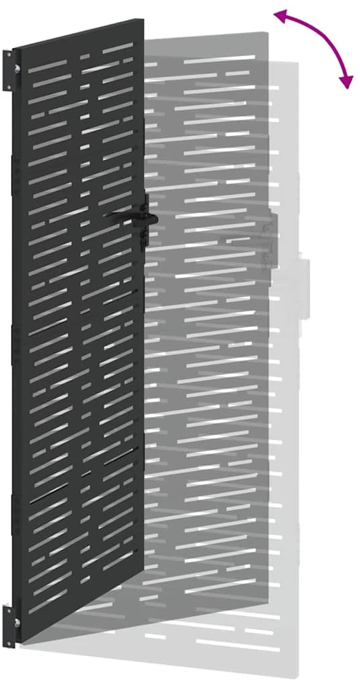 Sodo vartai 85 x 175 cm Juoda Užrakintas