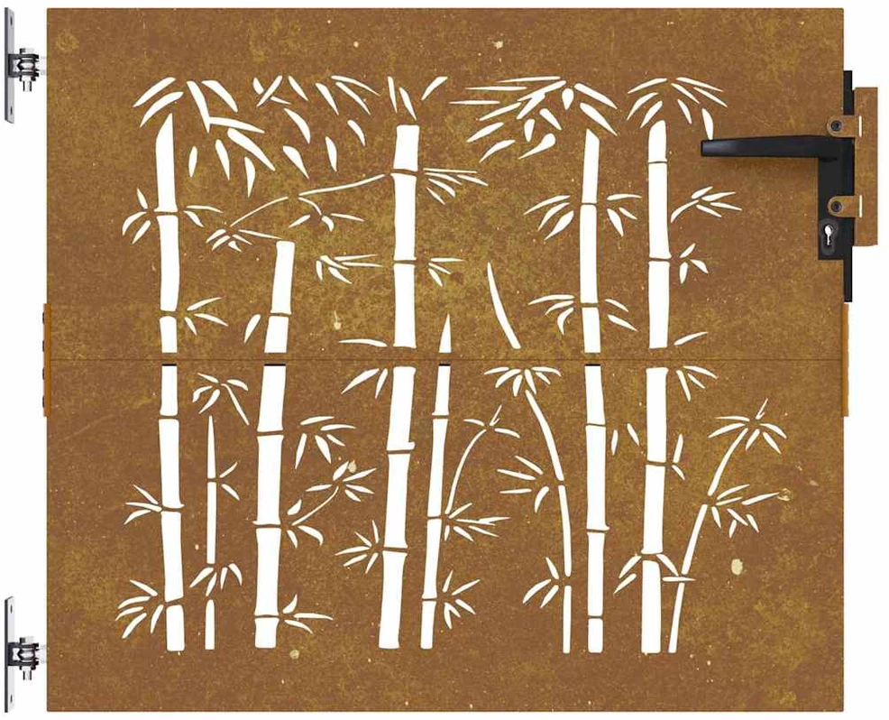 Sodo vartai, 85x75cm, corten plienas, bambuko dizaino