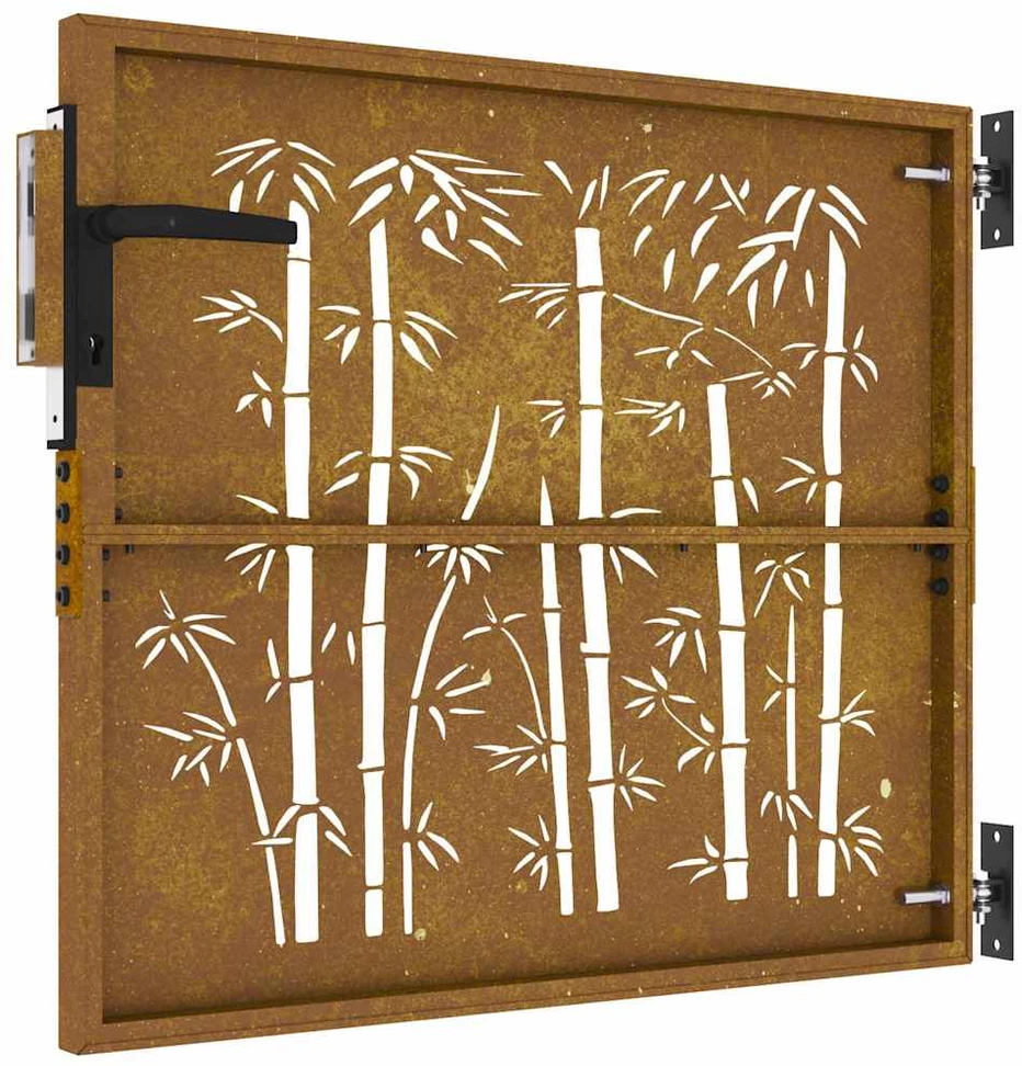 Sodo vartai, 85x75cm, corten plienas, bambuko dizaino