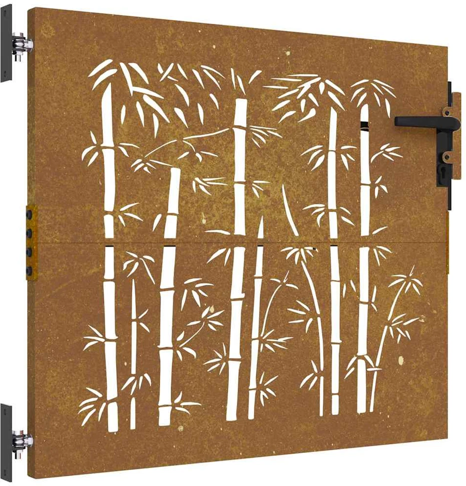 Sodo vartai, 85x75cm, corten plienas, bambuko dizaino