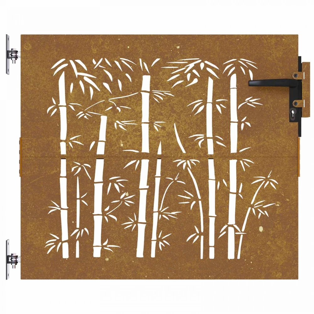 Sodo vartai, 85x100cm, corten plienas, bambuko dizaino