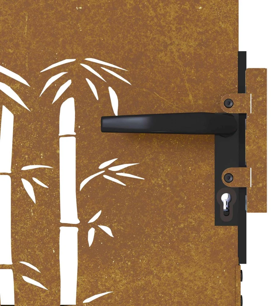 Sodo vartai, 85x100cm, corten plienas, bambuko dizaino