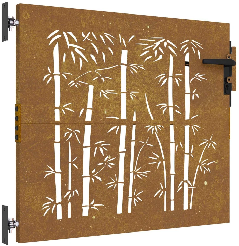 Sodo vartai, 85x100cm, corten plienas, bambuko dizaino