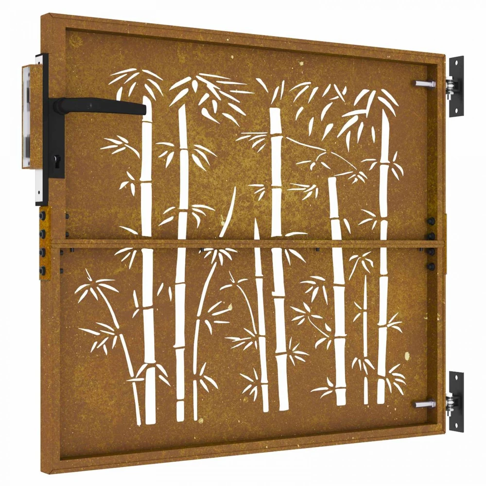 Sodo vartai, 85x100cm, corten plienas, bambuko dizaino