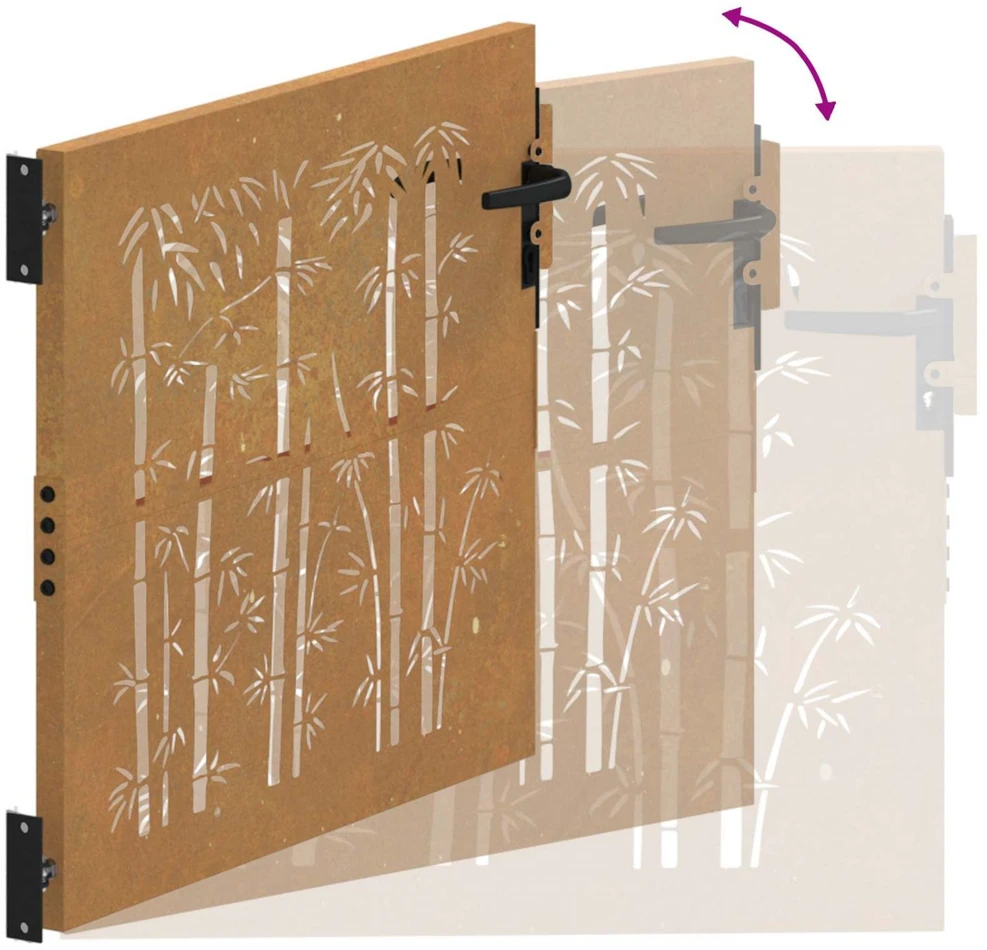 Sodo vartai, 85x100cm, corten plienas, bambuko dizaino