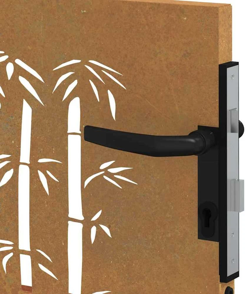 Sodo vartai, 85x100cm, corten plienas, bambuko dizaino