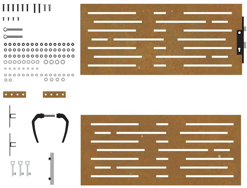 Sodo vartai, 85x100cm, corten plienas, kvadratų dizaino