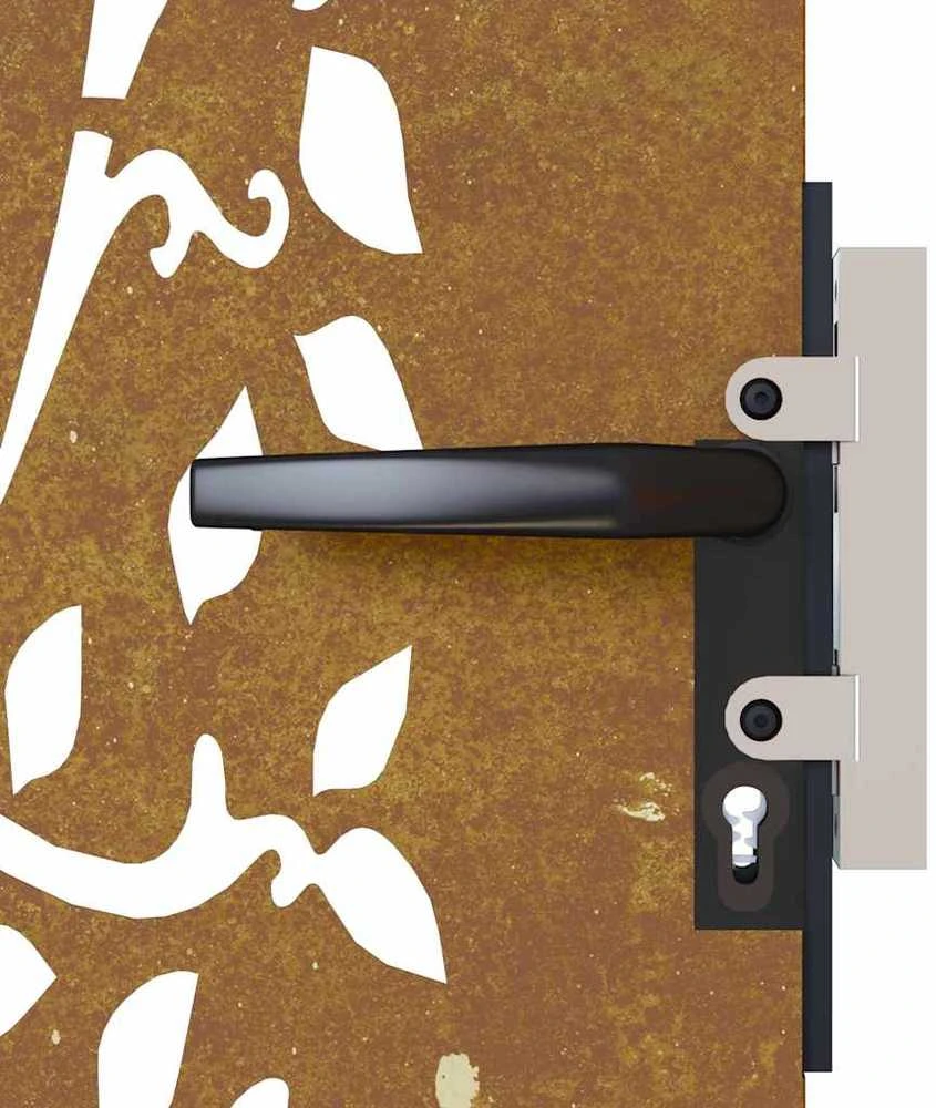 Sodo vartai, 85x100cm, corten plienas, medžio dizaino