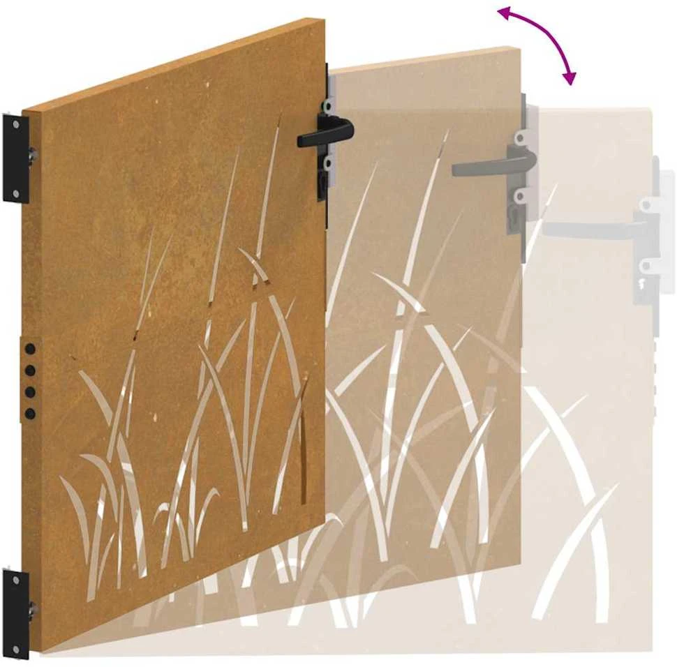 Sodo vartai, 85x100cm, corten plienas, žolės dizaino