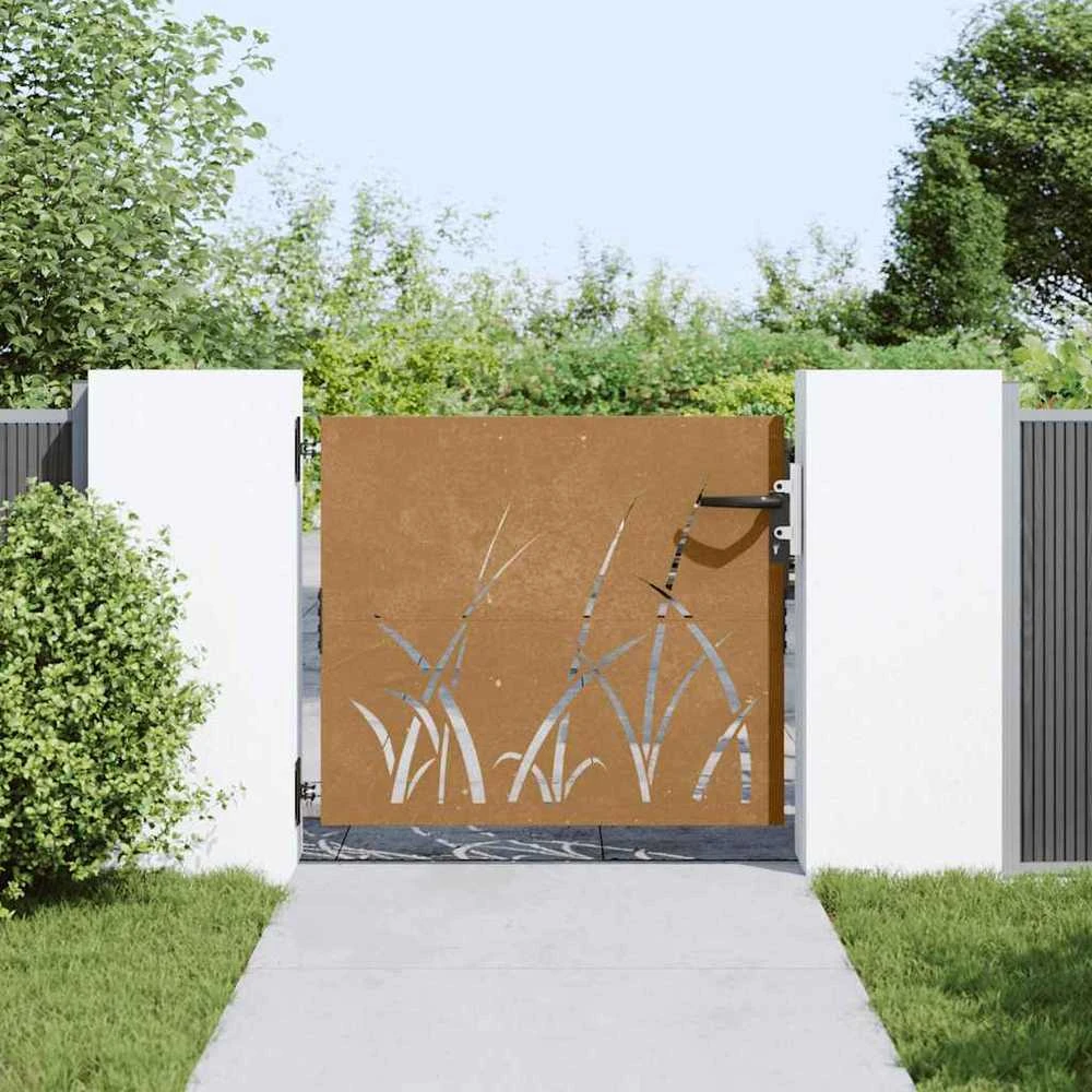 Sodo vartai, 85x100cm, corten plienas, žolės dizaino
