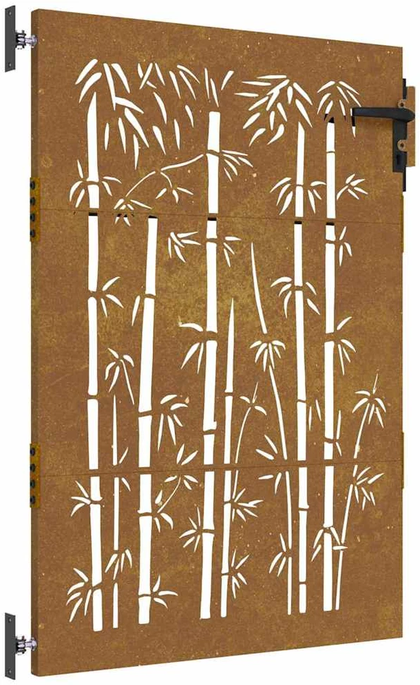 Sodo vartai, 85x125cm, corten plienas, bambuko dizaino
