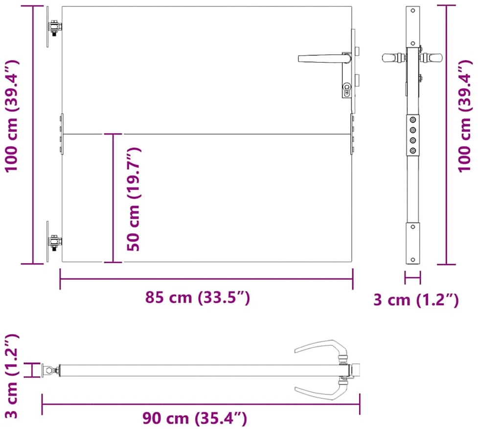 Sodo vartai, 85x100cm, corten plienas