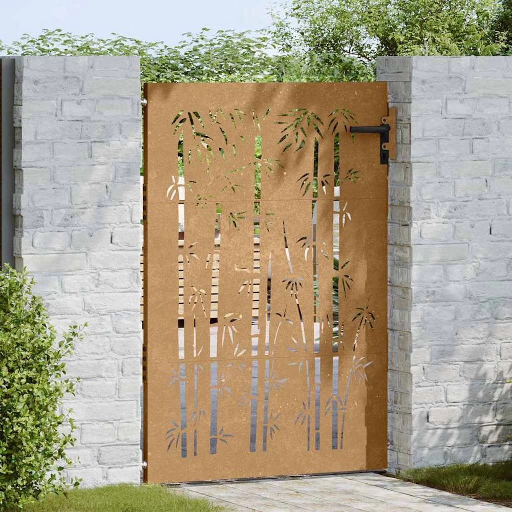 Sodo vartai, 85x125cm, corten plienas, bambuko dizaino