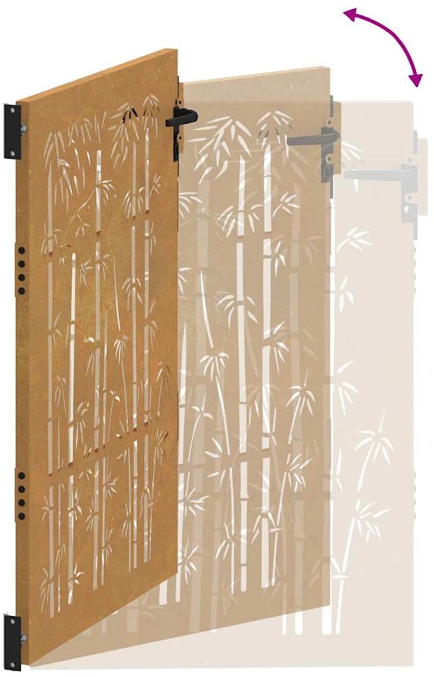 Sodo vartai, 85x125cm, corten plienas, bambuko dizaino
