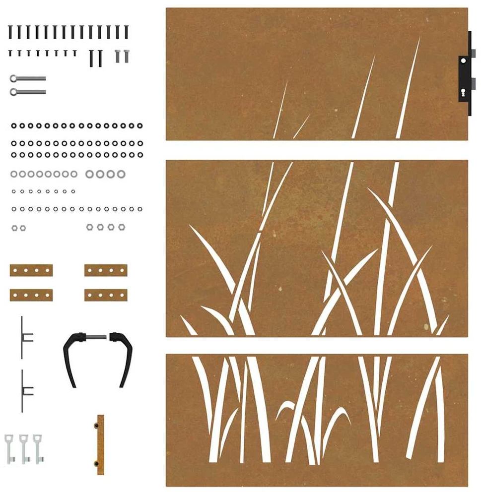 Sodo vartai, 85x125cm, corten plienas, žolės dizaino