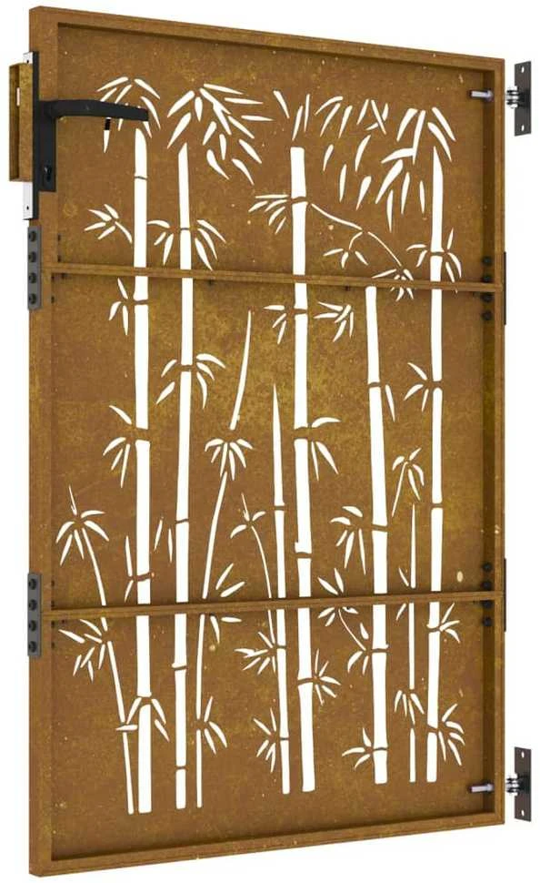 Sodo vartai, 85x125cm, corten plienas, bambuko dizaino