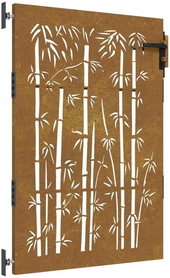 Sodo vartai, 85x125cm, corten plienas, bambuko dizaino