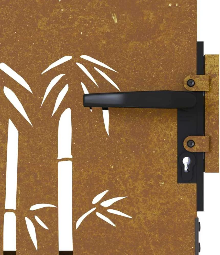 Sodo vartai, 85x125cm, corten plienas, bambuko dizaino