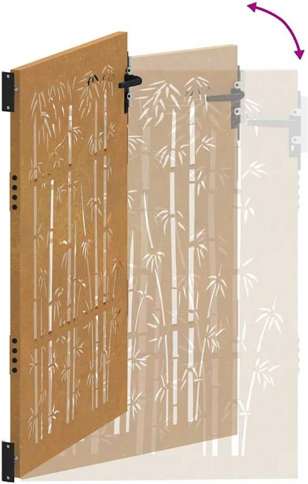 Sodo vartai, 85x125cm, corten plienas, bambuko dizaino